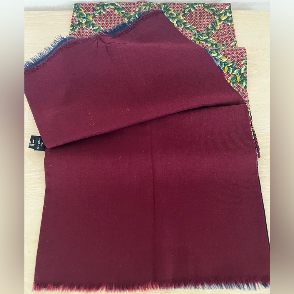 Vintage Christian Dior Long Scarf Silk Twill and Wool Rare Collectible 1987--90 - Picture 10 of 11